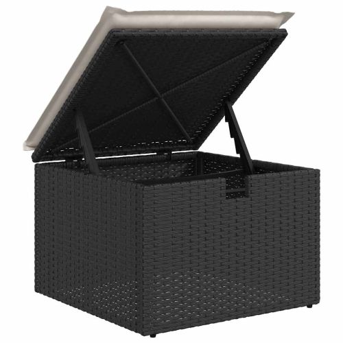 Градински Софа Комплект 7 бр. 6-Брой места Черен и кремав