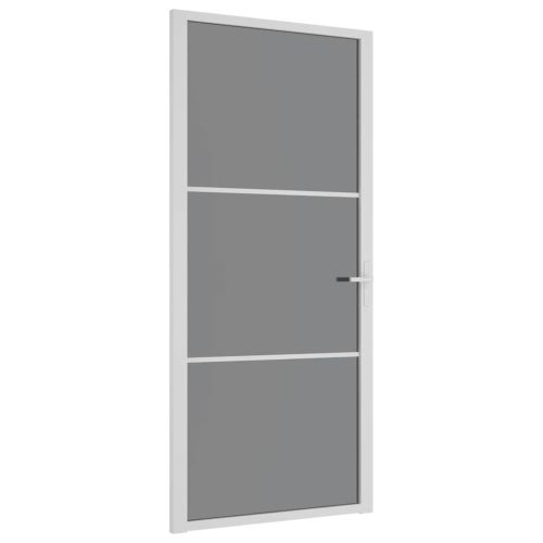 Интериорна врата 93x201,5 см бяла ESG стъкло и алуминий