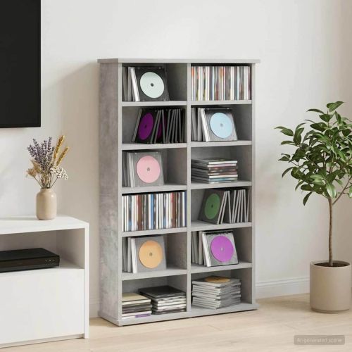 Кабинет за CD Бетонно сиво 60 x 17 x 92 см Инженерна дървесина