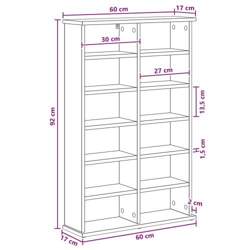 Кабинет за CD Бетонно сиво 60 x 17 x 92 см Инженерна дървесина