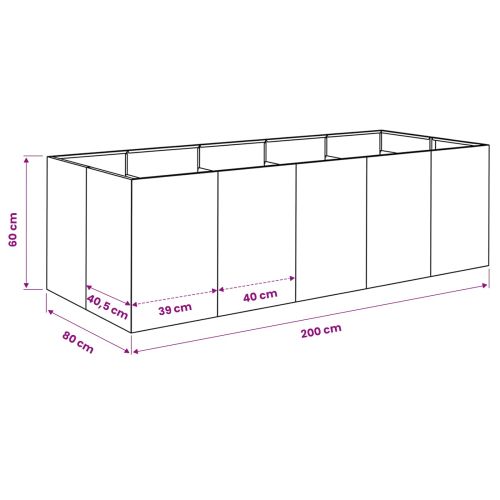 Градинска саксия Антрацит 200 x 80 x 60 см