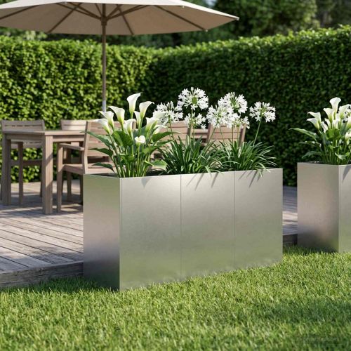 Градинска саксия Сребристо 120 x 40 x 60 см Неръждаема стомана