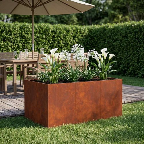 Градинска саксия Ръждясало 120 x 80 x 60 см Кортенова стомана