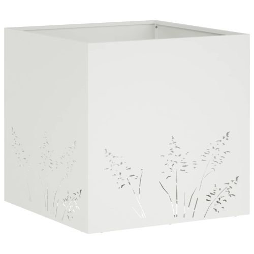 Градинска саксия Бяло 50 x 50 x 49 cm Студено валцована стомана