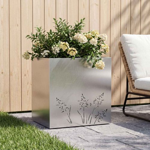 Градинска саксия Сребристо 50 x 30 x 49 см Неръждаема стомана