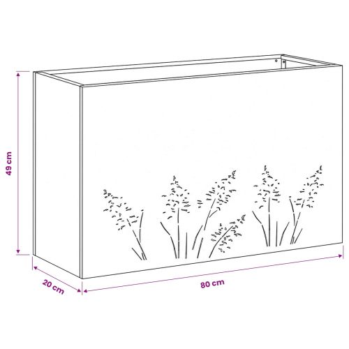 Градинска саксия Ръждясало 80 x 20 x 49 см Кортенова стомана