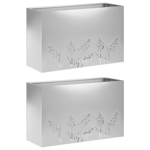 Градинска саксия 2 бр. Сребристо 80 x 20 x 49 см