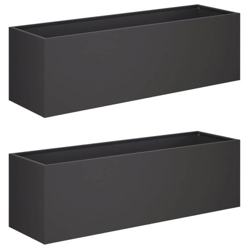 Градинска саксия 2 бр. Черно 100 x 30 x 30 cm