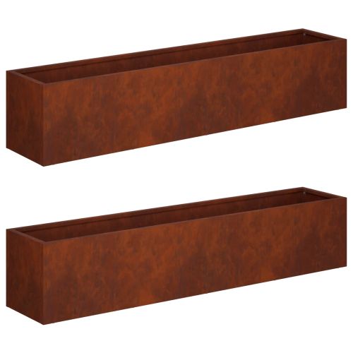 Градинска саксия 2 бр. Ръждясало 100 x 20 x 20 см