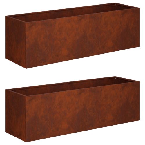 Градинска саксия 2 бр. Ръждясало 80 x 30 x 30 см