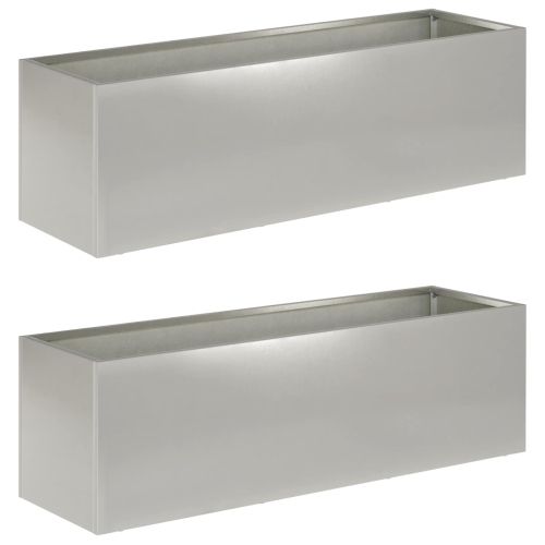 Градинска саксия 2 бр. Сребристо 80 x 30 x 30 см