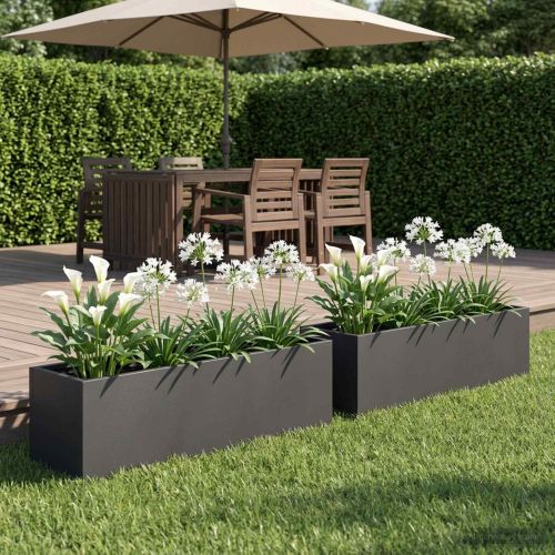 Градинска саксия 2 бр. Черно 100 x 20 x 20 см