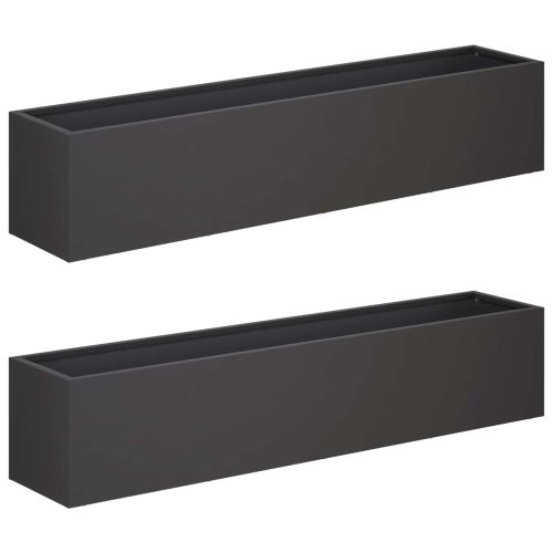 Градинска саксия 2 бр. Черно 100 x 20 x 20 см