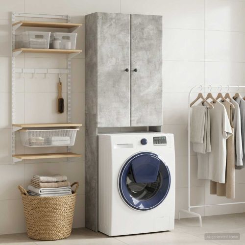 Тоалетна Шкаф BREDA Бетонно сиво 66 x 25,5 x 190 см