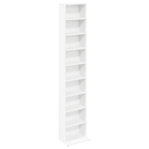 Кабинет за CD Бяло 33 x 23,5 x 175 см Инженерна дървесина