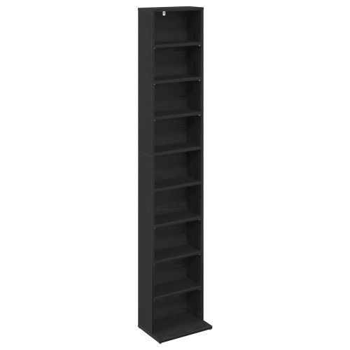 Кабинет за CD Черен дъб 33 x 23,5 x 175 см Инженерна дървесина