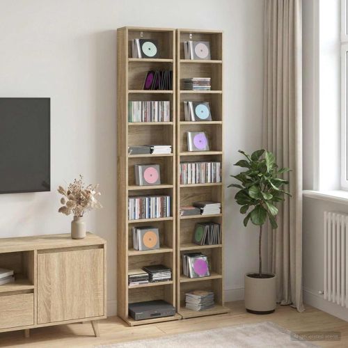 Кабинет за CD 2 бр. Дъб сонома 33 x 23,5 x 175 см