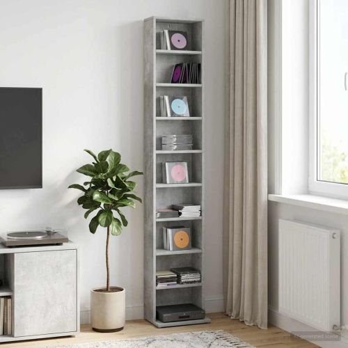 Кабинет за CD Бетонно сиво 33 x 23,5 x 175 см