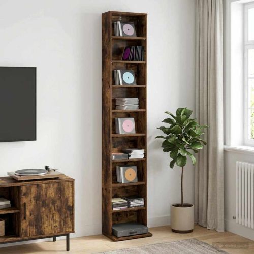 Кабинет за CD Опушен дъб 33 x 23,5 x 175 см Инженерна дървесина