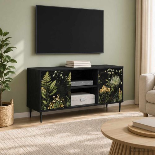 ТВ шкаф RHENEN 102 x 33 x 51 см Черен дъб Инженерна дървесина