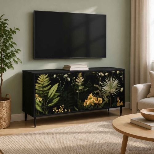 ТВ шкаф RHENEN 102 x 33 x 51 см Черен дъб Инженерна дървесина
