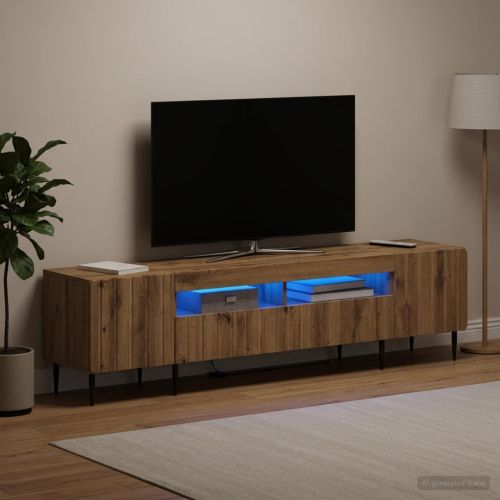 5 части LED ТВ шкаф Дъб артизан Инженерна дървесина