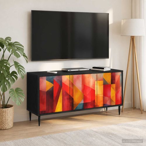 ТВ шкаф HEESCH 102 x 33 x 51 см Черен дъб Инженерна дървесина
