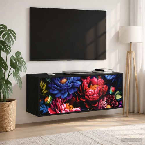 Стенен телевизионен шкаф KIEL 102 x 33 x 40 см Черен дъб