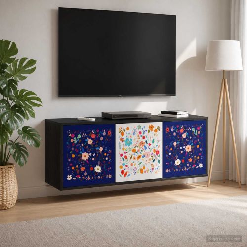 Стенен телевизионен шкаф MAINZ 102 x 33 x 40 см Черен дъб