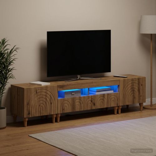 3 части LED ТВ шкаф Дъб артизан Инженерна дървесина