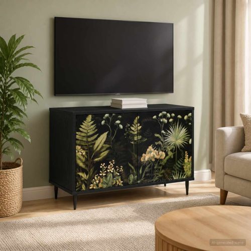 ТВ шкаф RHENEN 69 x 33 x 50,5 см Черен дъб Инженерна дървесина