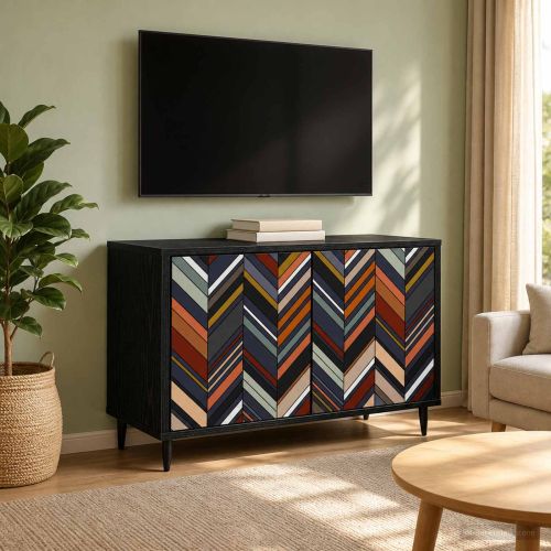 ТВ шкаф OMMEN 69 x 33 x 50,5 см Черен дъб Инженерна дървесина