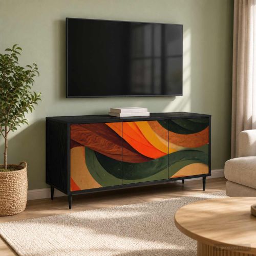 ТВ шкаф BONN 102 x 33 x 51 см Черен дъб Инженерна дървесина