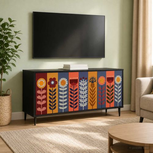 ТВ шкаф ESSEN 102 x 33 x 51 см Черен дъб Инженерна дървесина