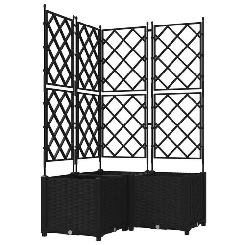 Градинска саксия 3 бр. Черно 80 x 80 x 143 см ПП