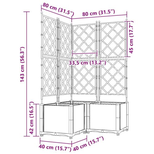 Градинска саксия 3 бр. Черно 80 x 80 x 143 см ПП
