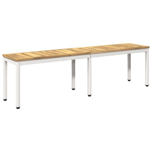 Градинска пейка 161 x 35 x 45 см Солидно акациево дърво Бяло