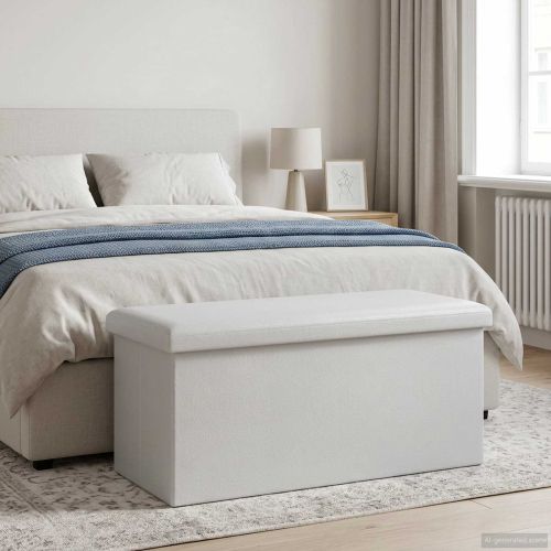 Сгъваема пейка за съхранение Бяло 180 кг 80 Л 77 x 38 x 38 см