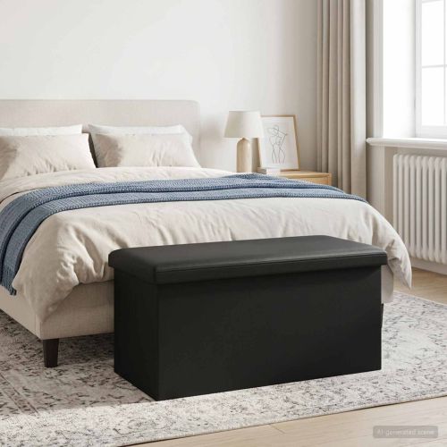 Сгъваема пейка за съхранение Черно 180 кг 80 Л 77 x 38 x 38 см