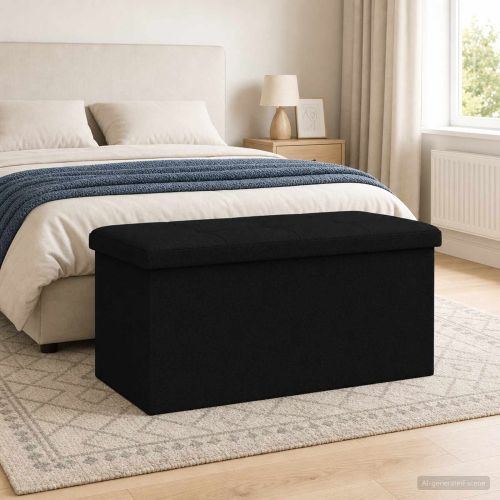 Сгъваема пейка за съхранение Черно 180 кг 80 Л 77 x 38 x 38 см