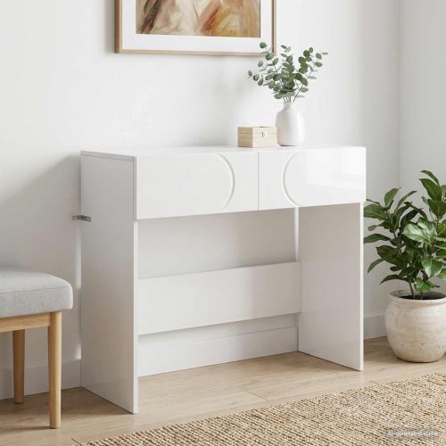 Конзолна маса Бял гланц 96,5 x 38 x 75 см Инженерно дърво