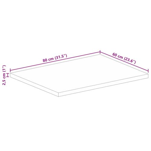 Плот за маса 80x60x2,5 см правоъгълен масивно дърво грубо манго