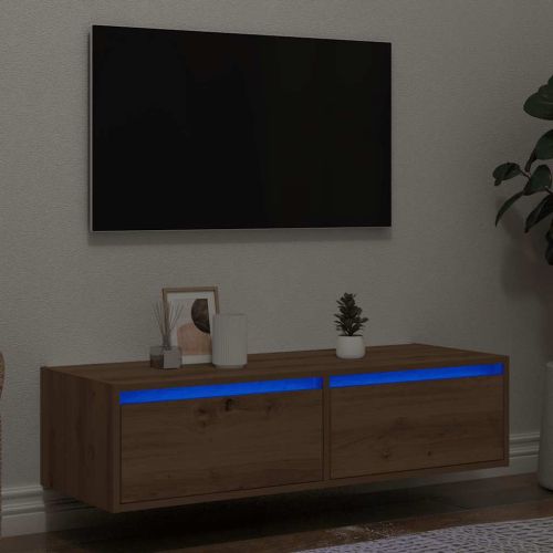ТВ шкаф с LED светлини Artisan дъб 100X35,5x25 cm