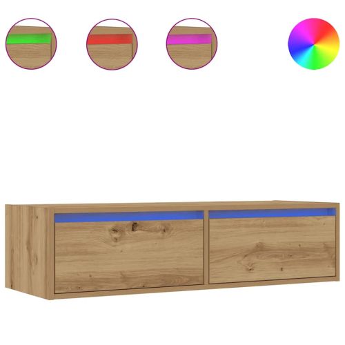ТВ шкаф с LED светлини Artisan дъб 100X35,5x25 cm
