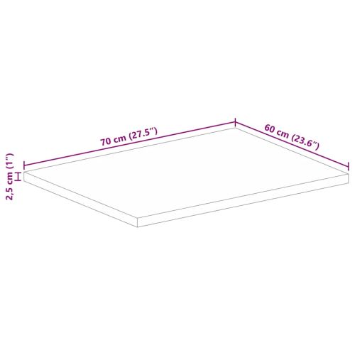 Плот за маса 70x60x2,5 см правоъгълен масивно дърво грубо манго