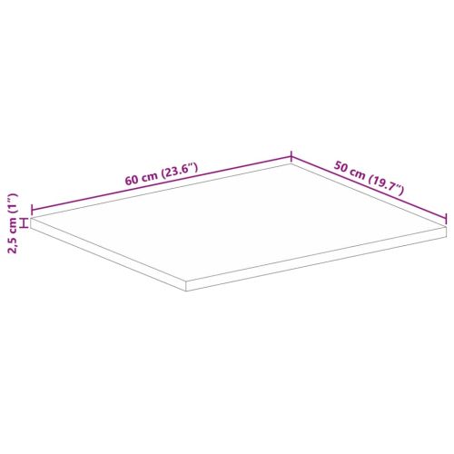 Плот за маса 60x50x2,5 см правоъгълен масивно дърво грубо манго