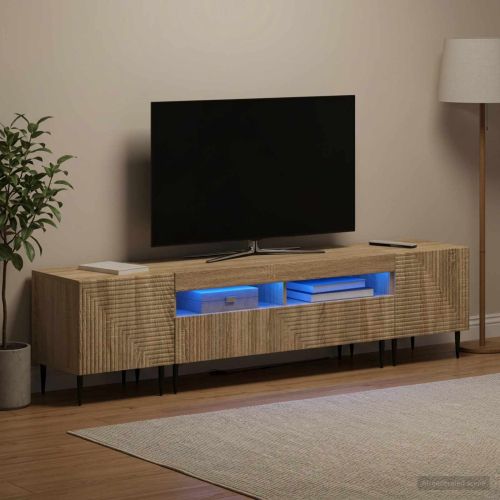 3 части LED ТВ шкаф Дъб сонома Инженерна дървесина