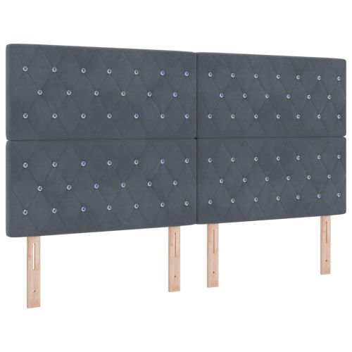 LED глава с LED ленти с таблото Тъмен сив 180 cm Кадифе