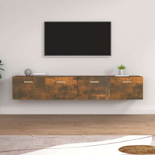 Стенни шкафове 2 бр опушен дъб 100x36,5x35 см инженерно дърво