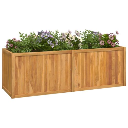 Повдигната леха 150x50x50 см тиково дърво масив